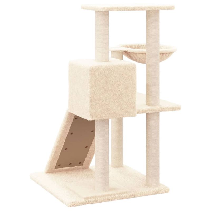 Petshop - Accesorii petshop - Jucarii animale - Ansambluri de joaca - Ansamblu de pisici cu stalpi din funie de sisal, crem, 82 cm - Infinity.ro