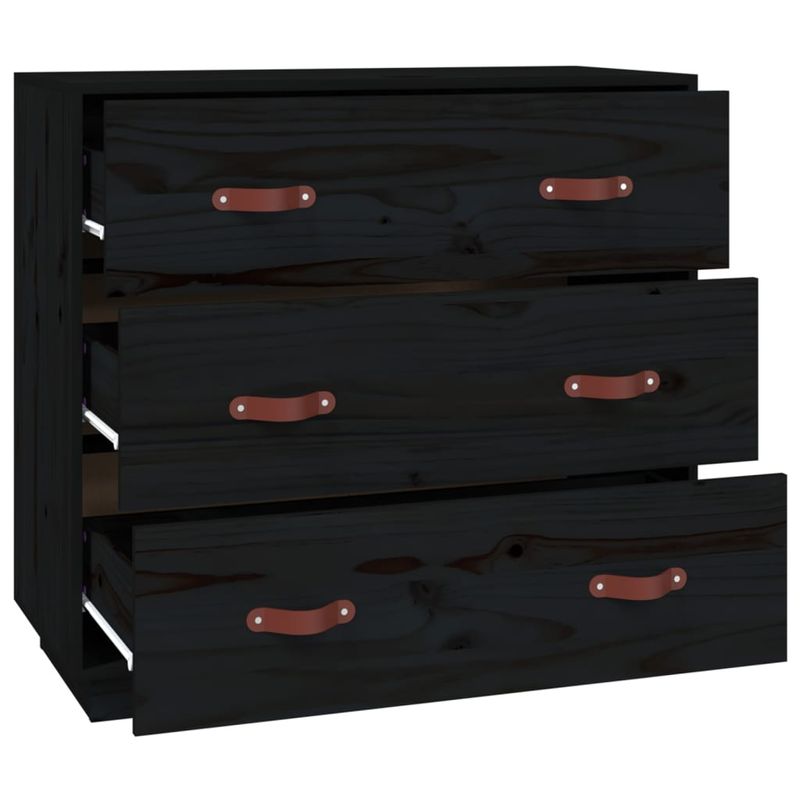 Casa si Gradina - Mobilier - Comode si corpuri - Comode - Servanta, negru, 80x40x75 cm, lemn masiv de pin - Infinity.ro