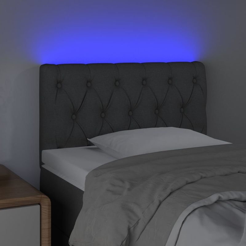 Casa si Gradina - Mobilier - Paturi si accesorii - Accesorii paturi - Tablie de pat cu LED, gri deschis, 80x7x78/88 cm, textil - Infinity.ro