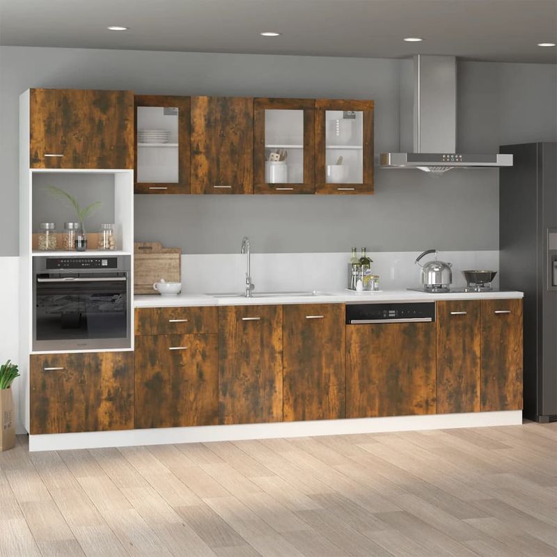 Casa si Gradina - Mobilier - Comode si corpuri - Corpuri bucatarie - Dulap cuptor microunde stejar afumat 60x57x207cm lemn prelucrat - Infinity.ro
