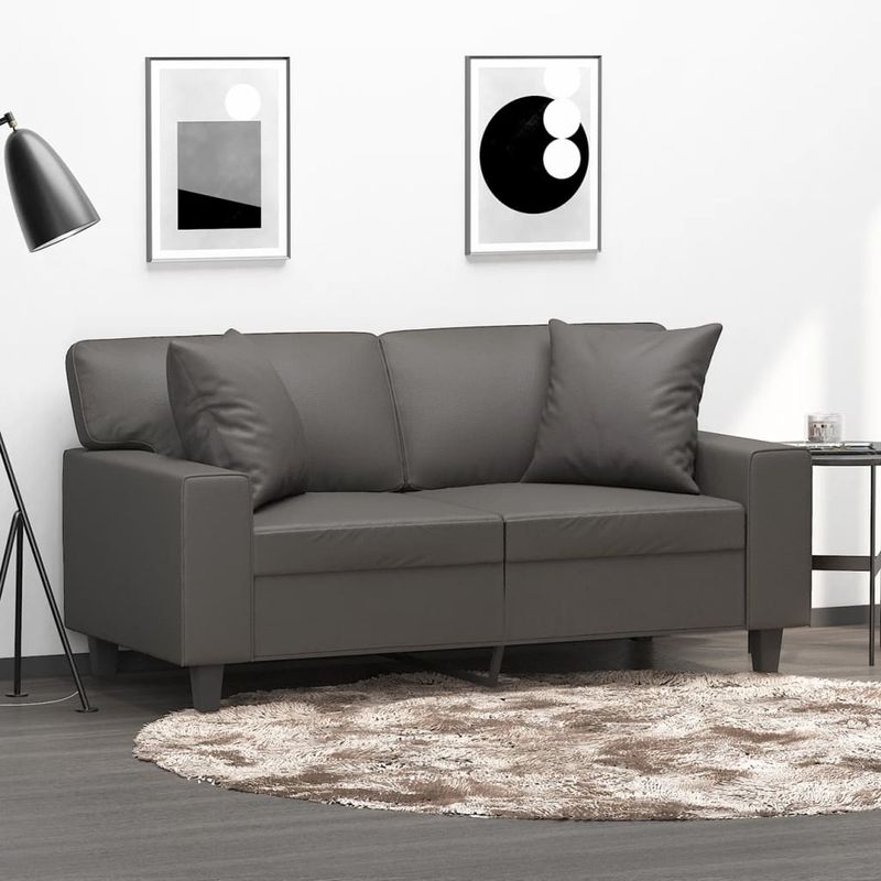 Casa si Gradina - Textile si covoare - Perne si pilote - Perne decorative - Perne decorative, 2 buc., gri, 40x40 cm, piele ecologica - Infinity.ro