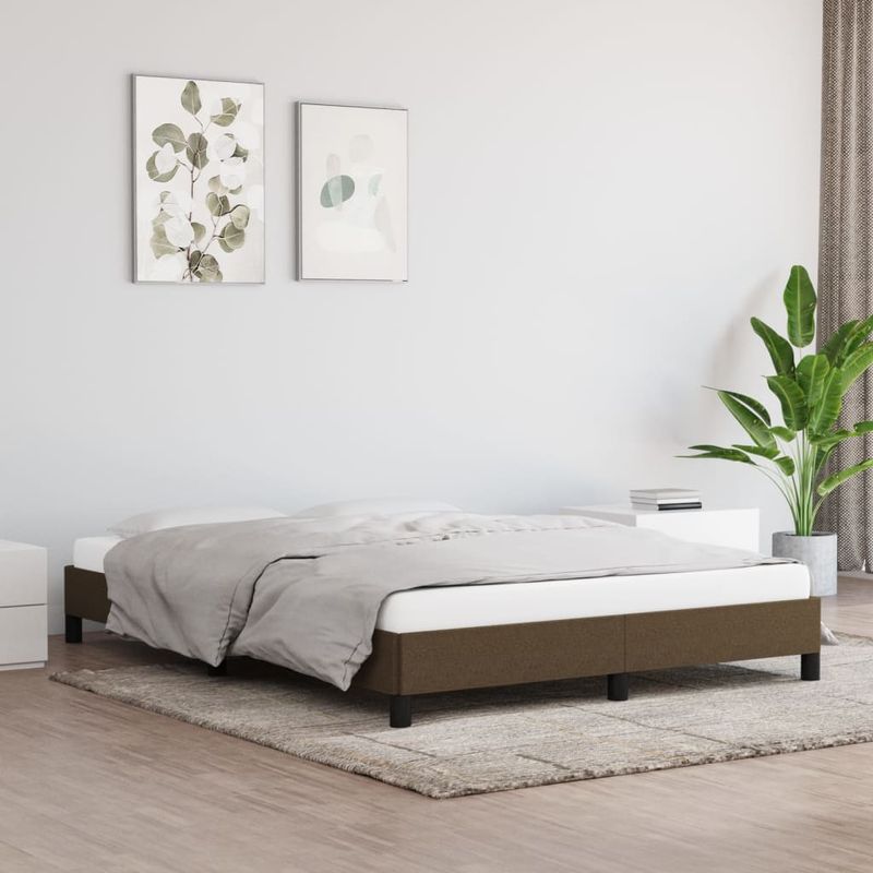 Casa si Gradina - Mobilier - Paturi si accesorii - Paturi - Cadru de pat, maro inchis, 140x190 cm, material textil - Infinity.ro