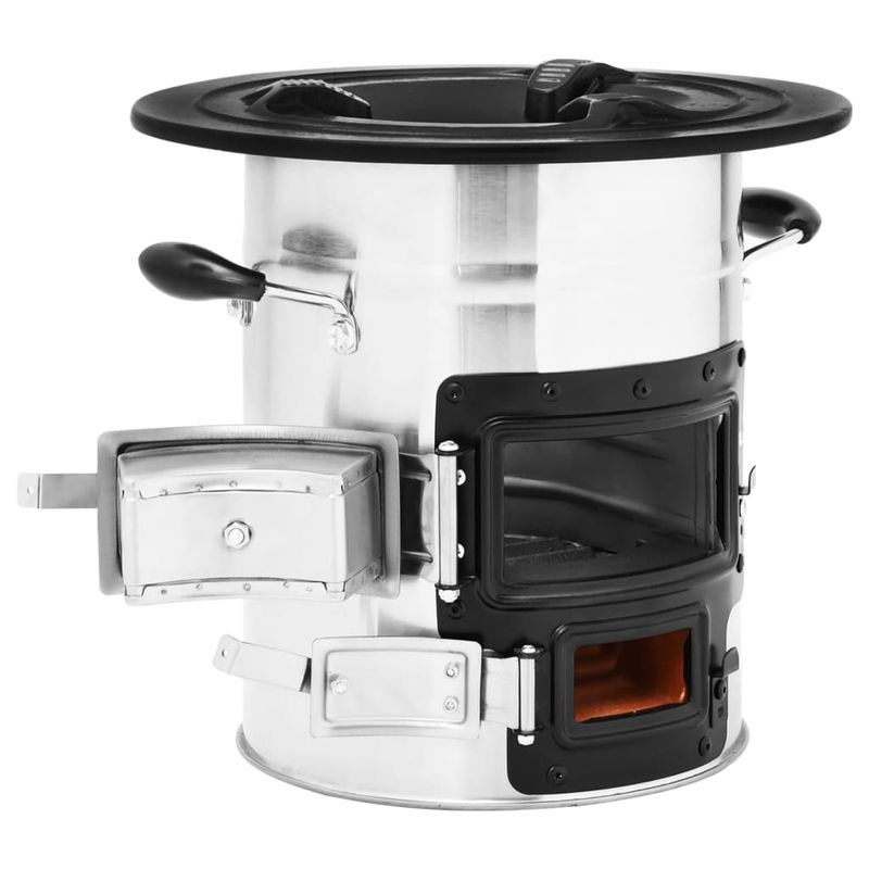 Casa si Gradina - Termice - Sobe, Seminee si accesorii - Seminee - Aragaz cu lemne pentru camping, argintiu, 51,5x35x30,5 cm, otel - Infinity.ro