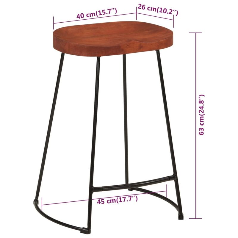 Casa si Gradina - Mobilier - Scaune si fotolii - Scaune - Scaune de bar Gavin 2 buc. 45x40x63 cm lemn masiv de mango - Infinity.ro