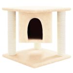 Petshop - Accesorii petshop - Jucarii animale - Ansambluri de joaca - Ansamblu de pisici cu stalpi din funie de sisal, crem, 37 cm - Infinity.ro