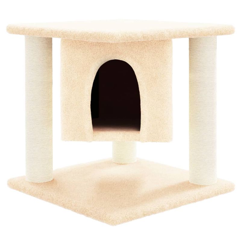 Petshop - Accesorii petshop - Jucarii animale - Ansambluri de joaca - Ansamblu de pisici cu stalpi din funie de sisal, crem, 37 cm - Infinity.ro