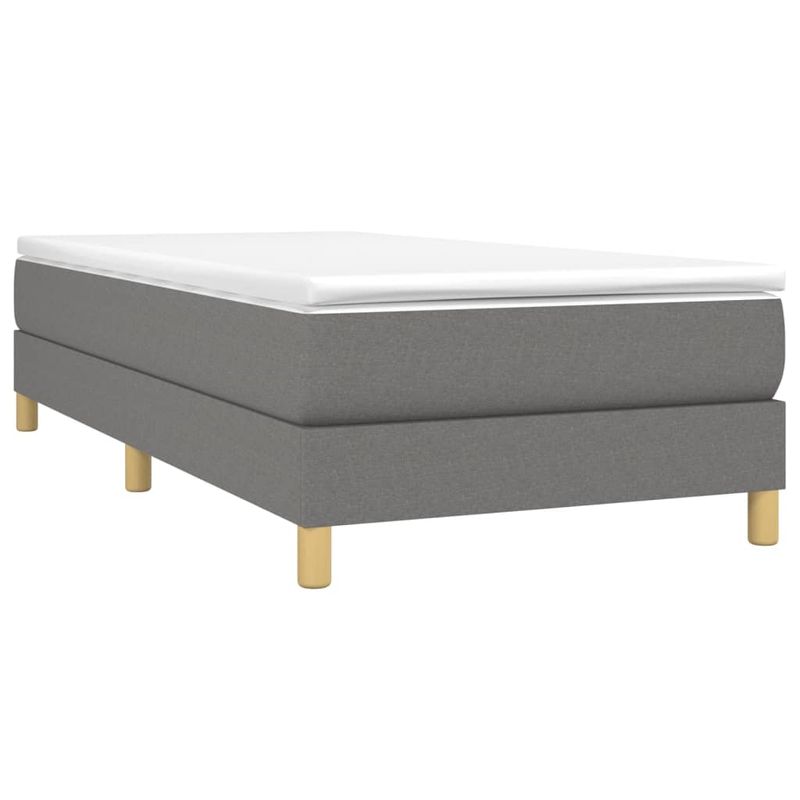 Casa si Gradina - Mobilier - Paturi si accesorii - Paturi - Cadru de pat box spring, gri inchis, 90x200 cm, textil, înălțime 25 cm - Infinity.ro