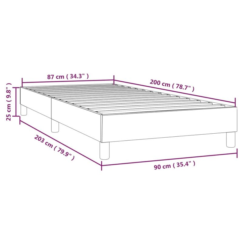Casa si Gradina - Mobilier - Paturi si accesorii - Paturi - Cadru de pat box spring, gri inchis, 90x200 cm, textil, înălțime 25 cm - Infinity.ro