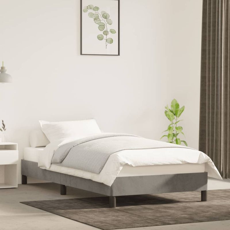 Casa si Gradina - Mobilier - Paturi si accesorii - Paturi - Cadru de pat, gri deschis, 80x200 cm, catifea - Infinity.ro