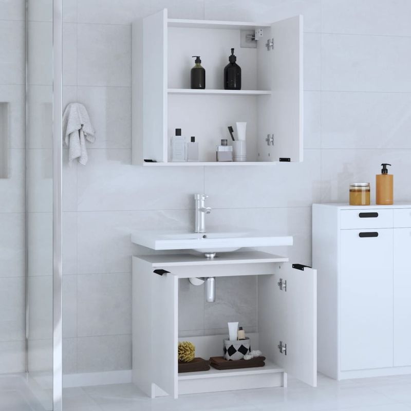 Casa si Gradina - Mobilier - Seturi de mobilier - Seturi baie - Set dulapuri de baie, 2 piese, alb, lemn prelucrat - Infinity.ro
