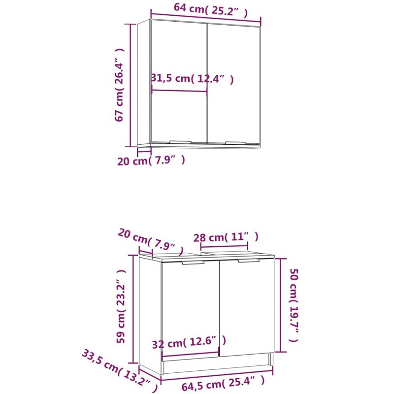 Casa si Gradina - Mobilier - Seturi de mobilier - Seturi baie - Set dulapuri de baie, 2 piese, alb, lemn prelucrat - Infinity.ro