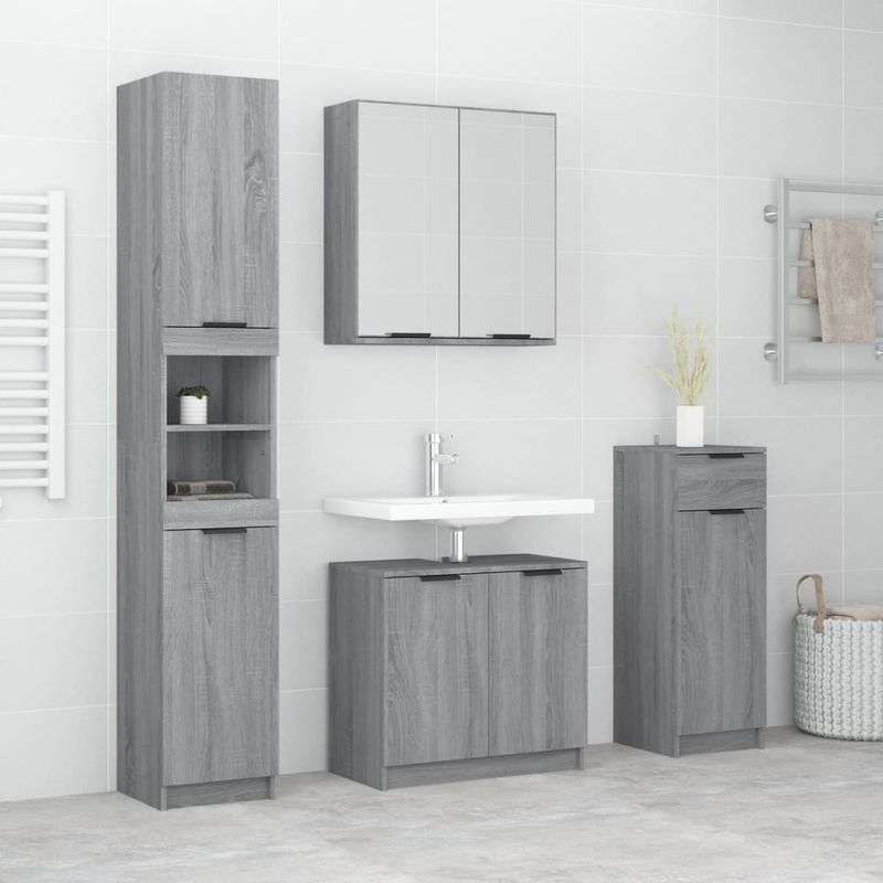Casa si Gradina - Mobilier - Seturi de mobilier - Seturi baie - Set dulapuri de baie, 4 piese, gri sonoma, lemn prelucrat - Infinity.ro