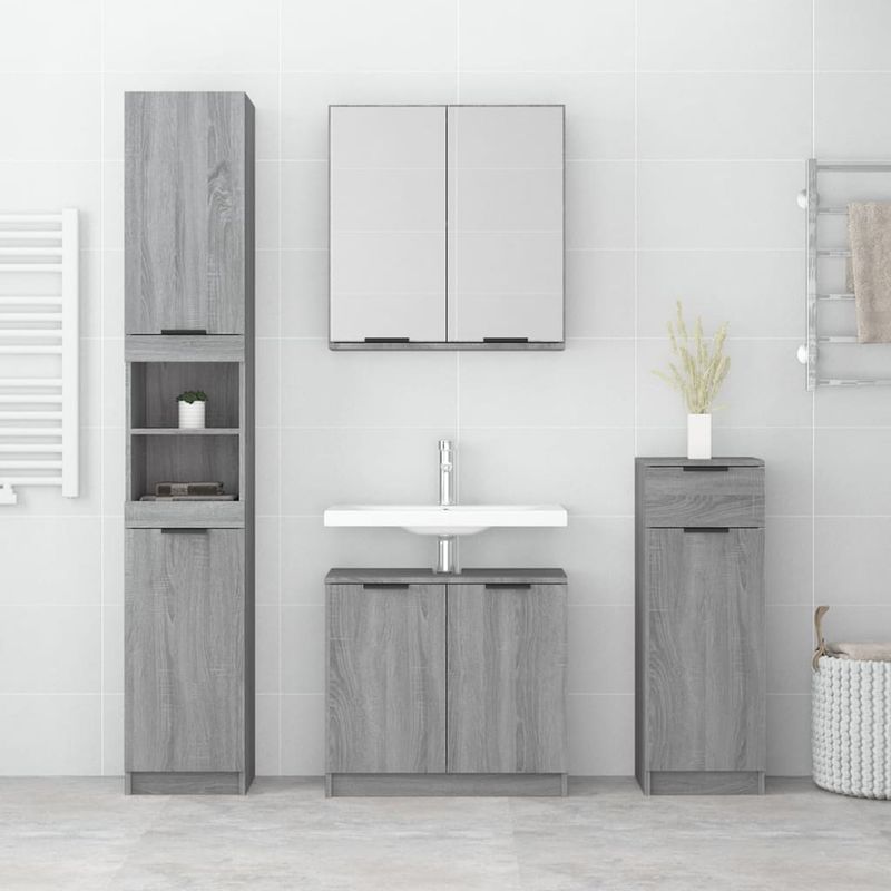 Casa si Gradina - Mobilier - Seturi de mobilier - Seturi baie - Set dulapuri de baie, 4 piese, gri sonoma, lemn prelucrat - Infinity.ro