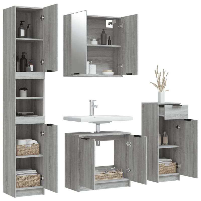 Casa si Gradina - Mobilier - Seturi de mobilier - Seturi baie - Set dulapuri de baie, 4 piese, gri sonoma, lemn prelucrat - Infinity.ro