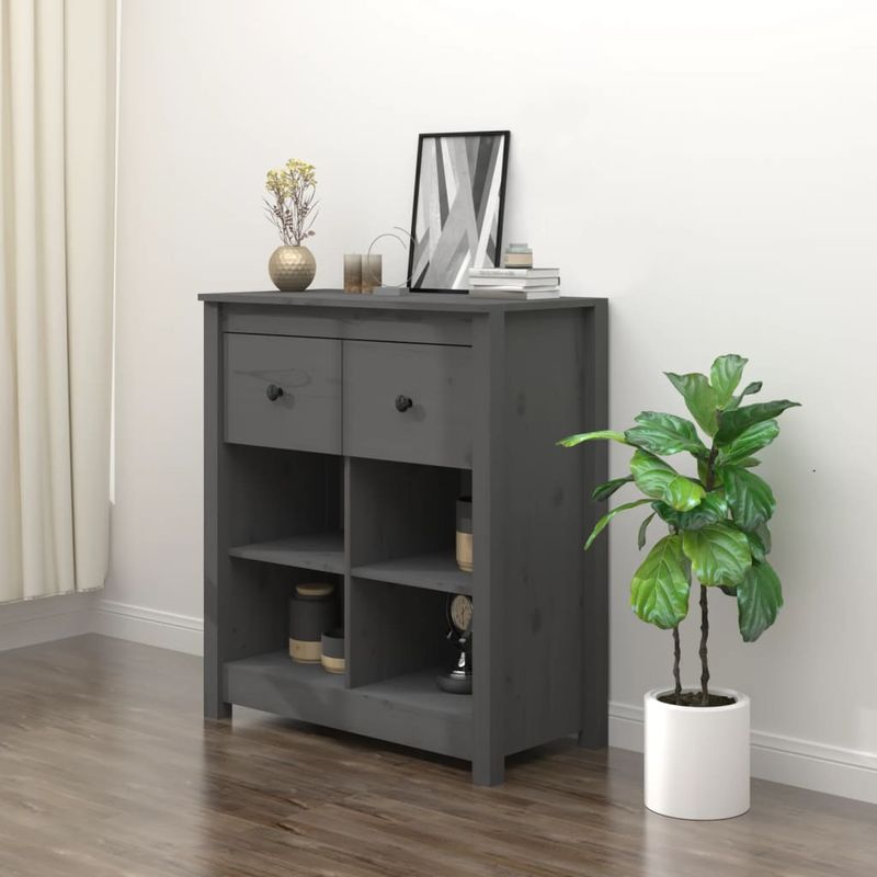 Casa si Gradina - Mobilier - Comode si corpuri - Comode - Servanta, gri, 70x35x80 cm, lemn masiv de pin - Infinity.ro