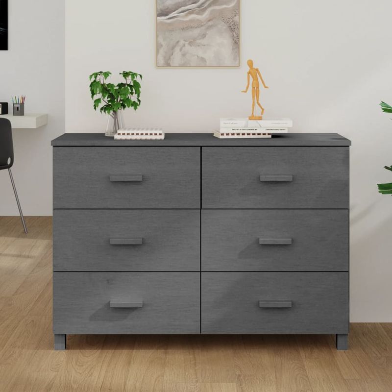 Casa si Gradina - Mobilier - Comode si corpuri - Comode - Servanta „HAMAR”, gri inchis, 113x40x80 cm, lemn masiv pin - Infinity.ro