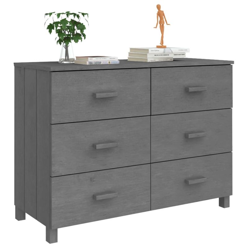 Casa si Gradina - Mobilier - Comode si corpuri - Comode - Servanta „HAMAR”, gri inchis, 113x40x80 cm, lemn masiv pin - Infinity.ro