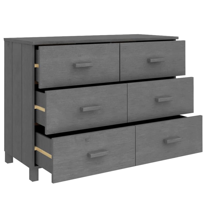 Casa si Gradina - Mobilier - Comode si corpuri - Comode - Servanta „HAMAR”, gri inchis, 113x40x80 cm, lemn masiv pin - Infinity.ro