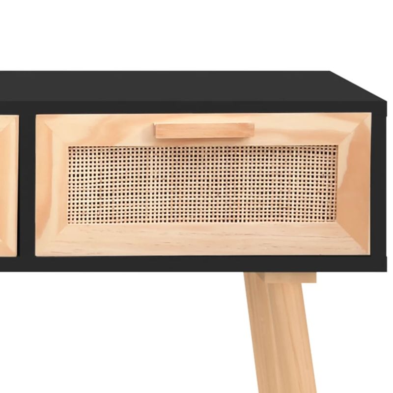 Casa si Gradina - Mobilier - Comode si corpuri - Console - Masa consola negru 105x30x75 cm lemn masiv pin si ratan natural - Infinity.ro