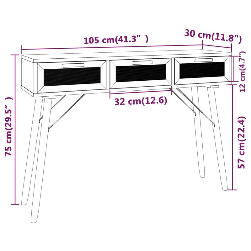 Casa si Gradina - Mobilier - Comode si corpuri - Console - Masa consola negru 105x30x75 cm lemn masiv pin si ratan natural - Infinity.ro