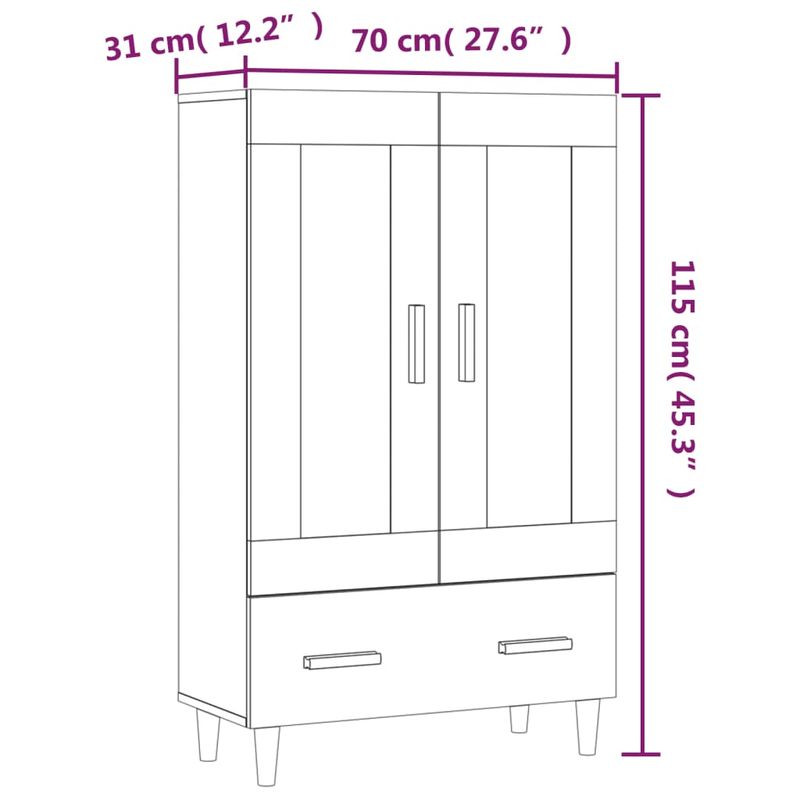 Casa si Gradina - Mobilier - Comode si corpuri - Corpuri bucatarie - Dulap inalt, gri sonoma, 70x31x115 cm, lemn compozit - Infinity.ro