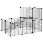 Petshop - Accesorii petshop - Culcusuri si custi - Custi interior si exterior - Cusca animale de companie cu usa 20 panouri negru 35x35 cm otel - Infinity.ro