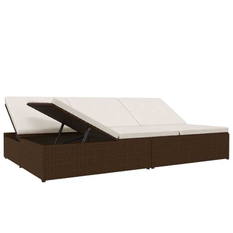 Casa si Gradina - Gradina si terasa - Mobilier exterior - Scaune si sezlonguri gradina - Sezlong/canapea rabatabila cu perne, maro, poliratan - Infinity.ro