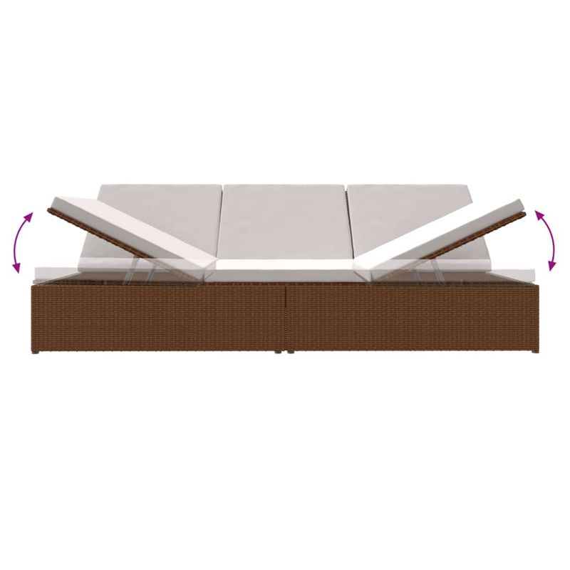 Casa si Gradina - Gradina si terasa - Mobilier exterior - Scaune si sezlonguri gradina - Sezlong/canapea rabatabila cu perne, maro, poliratan - Infinity.ro