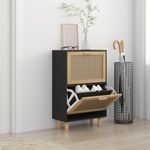 Casa si Gradina - Mobilier - Organizare si depozitare - Organizator incaltaminte - Pantofar, negru, 52x25x80 cm, lemn prelucrat si ratan natural - Infinity.ro