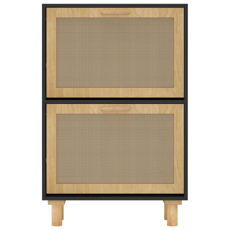 Casa si Gradina - Mobilier - Organizare si depozitare - Organizator incaltaminte - Pantofar, negru, 52x25x80 cm, lemn prelucrat si ratan natural - Infinity.ro
