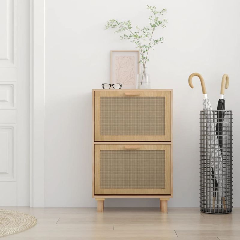 Casa si Gradina - Mobilier - Organizare si depozitare - Organizator incaltaminte - Pantofar, maro, 52x25x80 cm, lemn prelucrat si ratan natural - Infinity.ro