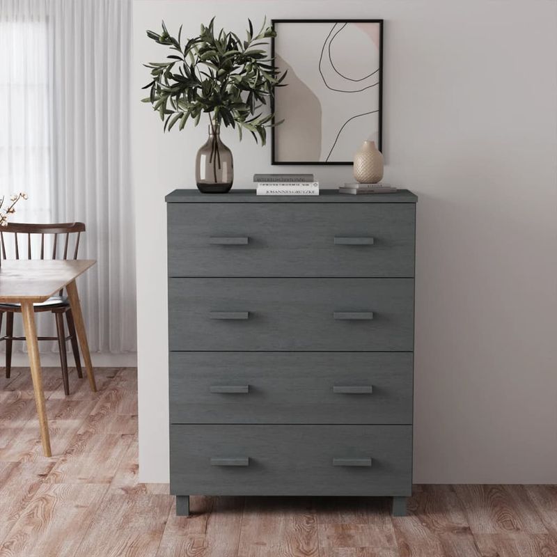 Casa si Gradina - Mobilier - Comode si corpuri - Comode - Servanta „HAMAR”, gri inchis, 79x40x103,5 cm, lemn masiv pin - Infinity.ro