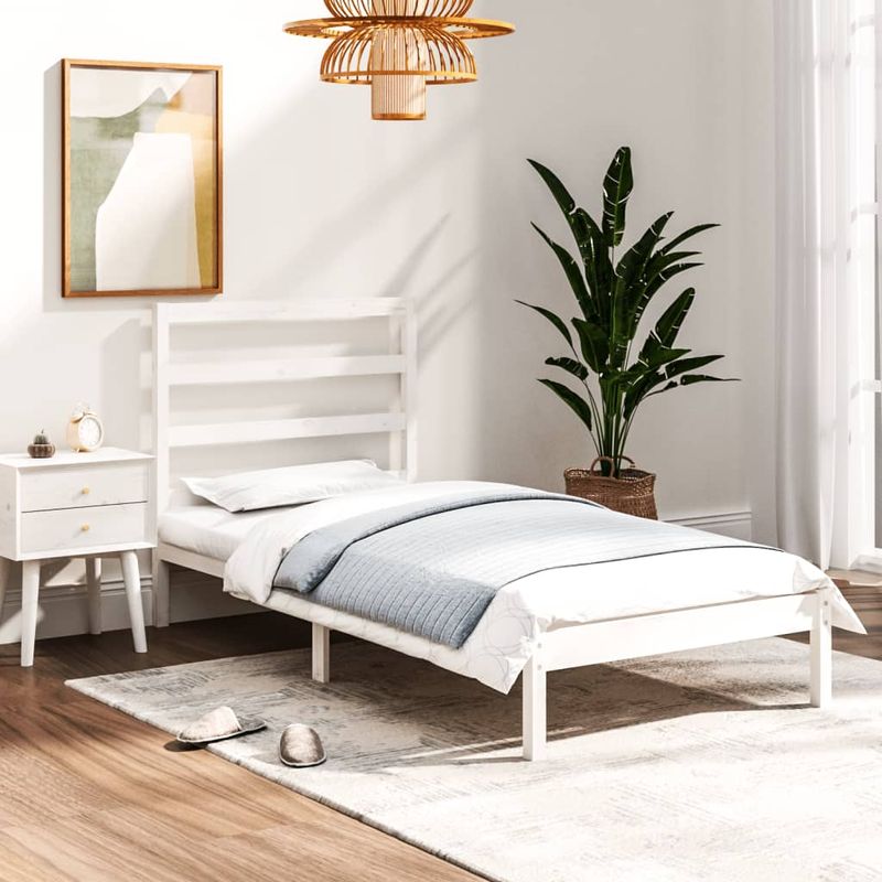 Casa si Gradina - Mobilier - Paturi si accesorii - Paturi - Cadru de pat mic single, alb, 90x190 cm, lemn masiv - Infinity.ro