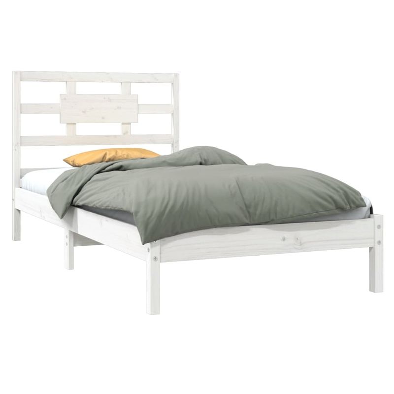 Casa si Gradina - Mobilier - Paturi si accesorii - Paturi - Cadru de pat mic single, alb, 90x200 cm, lemn masiv - Infinity.ro