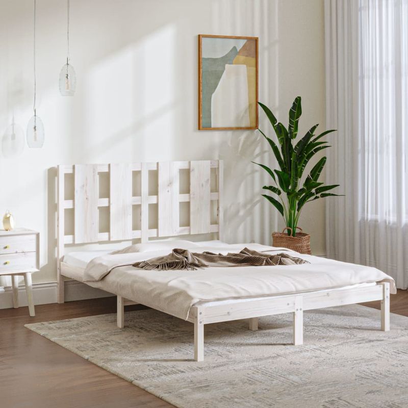 Casa si Gradina - Mobilier - Paturi si accesorii - Paturi - Cadru de pat mic single, alb, 120x190 cm, lemn masiv - Infinity.ro