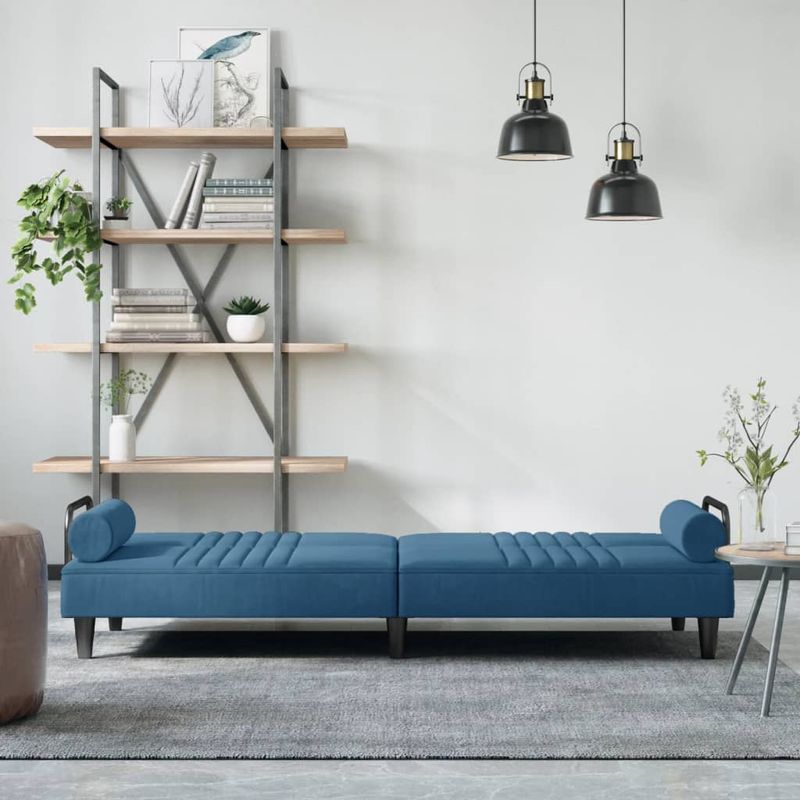 Casa si Gradina - Mobilier - Canapele si coltare - Canapele - Canapea extensibila cu cotiere, catifea albastra - Infinity.ro
