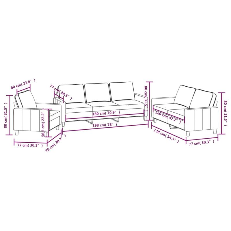Casa si Gradina - Mobilier - Seturi de mobilier - Seturi living - Set de canapele cu perne, 3 piese, crem, textil - Infinity.ro
