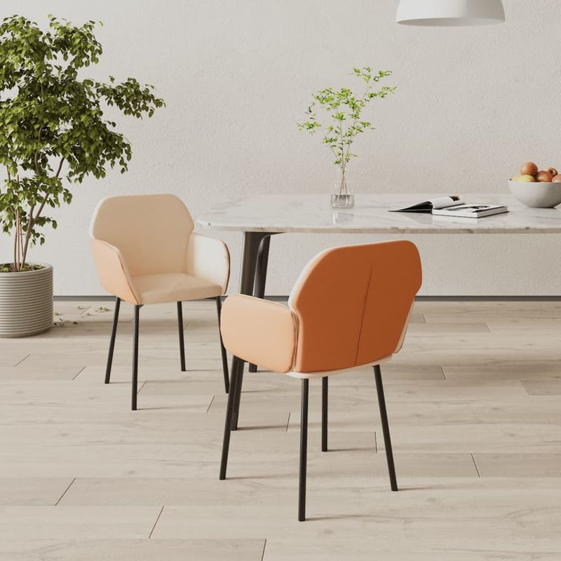 Casa si Gradina - Mobilier - Scaune si fotolii - Scaune - Scaune de bucatarie, 2 buc., crem, textil si piele ecologica - Infinity.ro