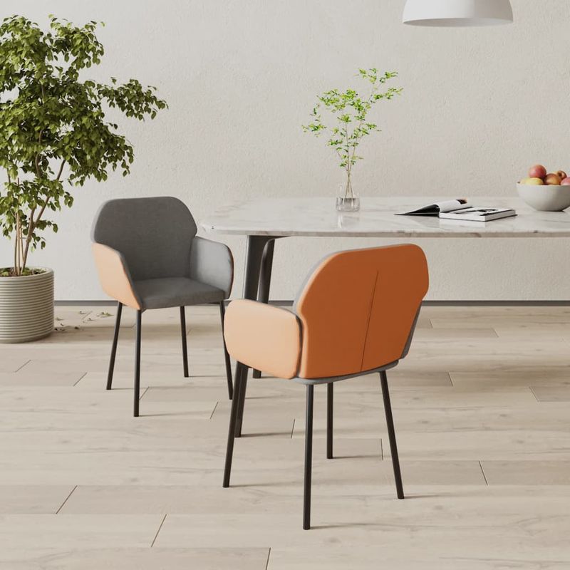 Casa si Gradina - Mobilier - Scaune si fotolii - Scaune - Scaune de bucatarie, 2 buc., gri deschis, textil / piele ecologica - Infinity.ro