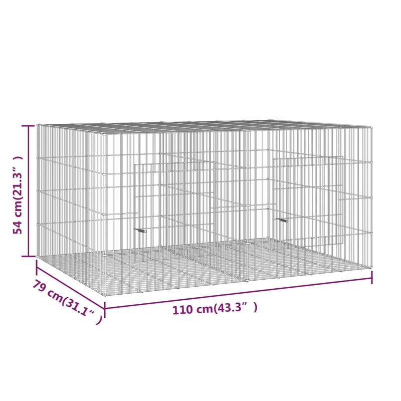 Petshop - Accesorii petshop - Culcusuri si custi - Custi interior si exterior - Cusca pentru iepuri, 2 panouri, 110x79x54 cm, fier galvanizat - Infinity.ro