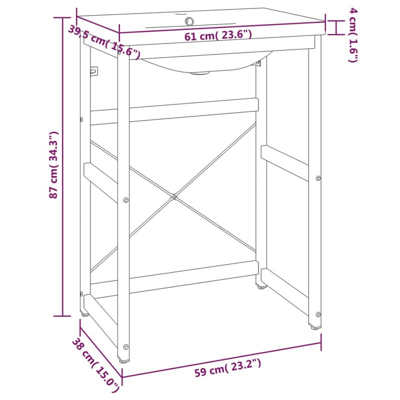 Casa si Gradina - Mobilier - Comode si corpuri - Masute de toaleta - Cadru lavoar baie cu chiuveta incorporata, alb, fier - Infinity.ro