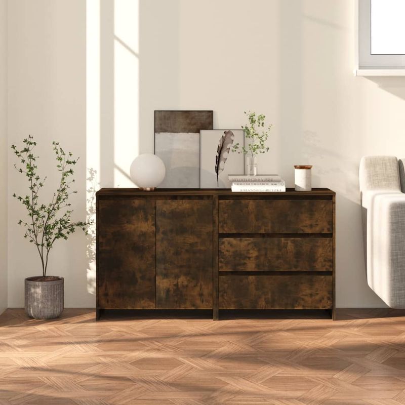 Casa si Gradina - Mobilier - Comode si corpuri - Comode - Servanta, 2 piese, stejar fumuriu, lemn prelucrat - Infinity.ro