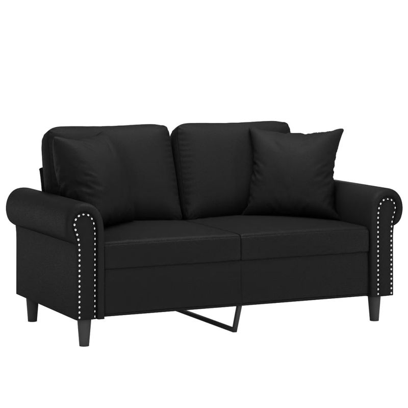 Casa si Gradina - Mobilier - Canapele si coltare - Canapele - Canapea cu 2 locuri, perne&pernute negru 120 cm piele ecologica - Infinity.ro