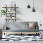 Casa si Gradina - Mobilier - Canapele si coltare - Canapele - Canapea extensibila cu cotiere, gri deschis, textil - Infinity.ro