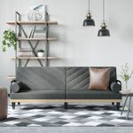 Casa si Gradina - Mobilier - Canapele si coltare - Canapele - Canapea extensibila cu cotiere, gri inchis, textil - Infinity.ro