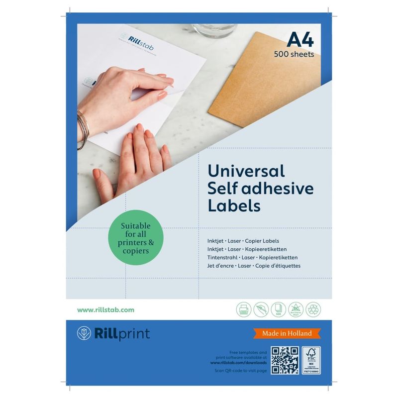 Carti si Birotica - Rechizite - Coperti si etichete - rillprint Etichete autocolante, alb, 105x42,4 mm, 500 coli - Infinity.ro
