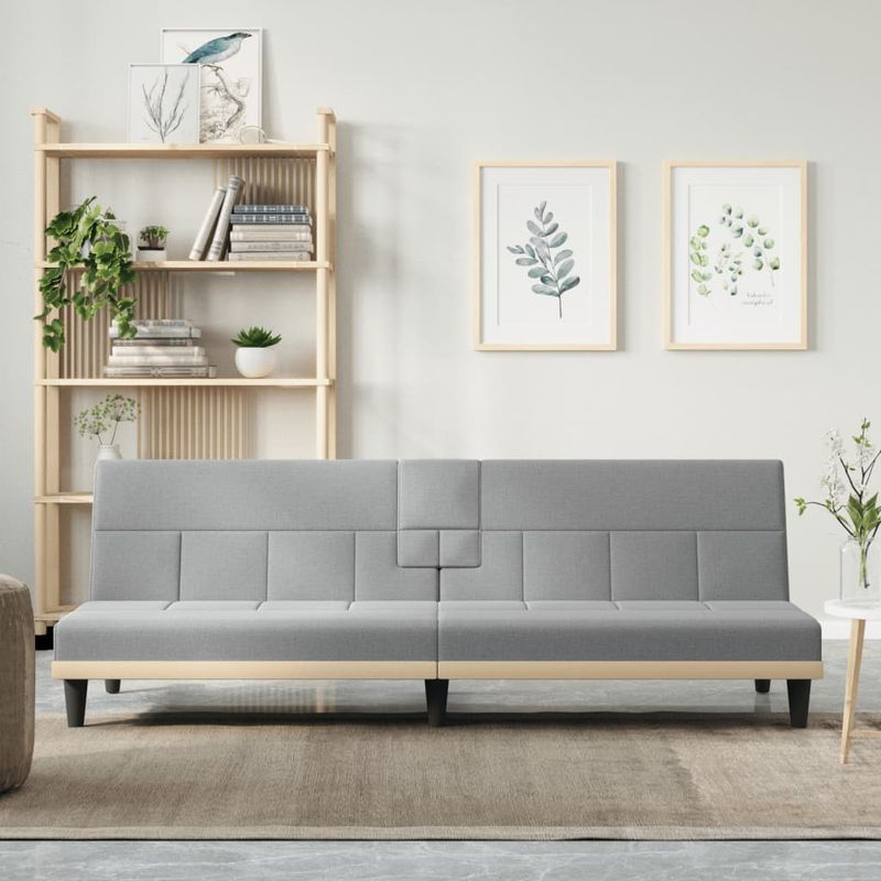 Casa si Gradina - Mobilier - Canapele si coltare - Canapele - Canapea extensibila cu suporturi de pahar, gri deschis, textil - Infinity.ro
