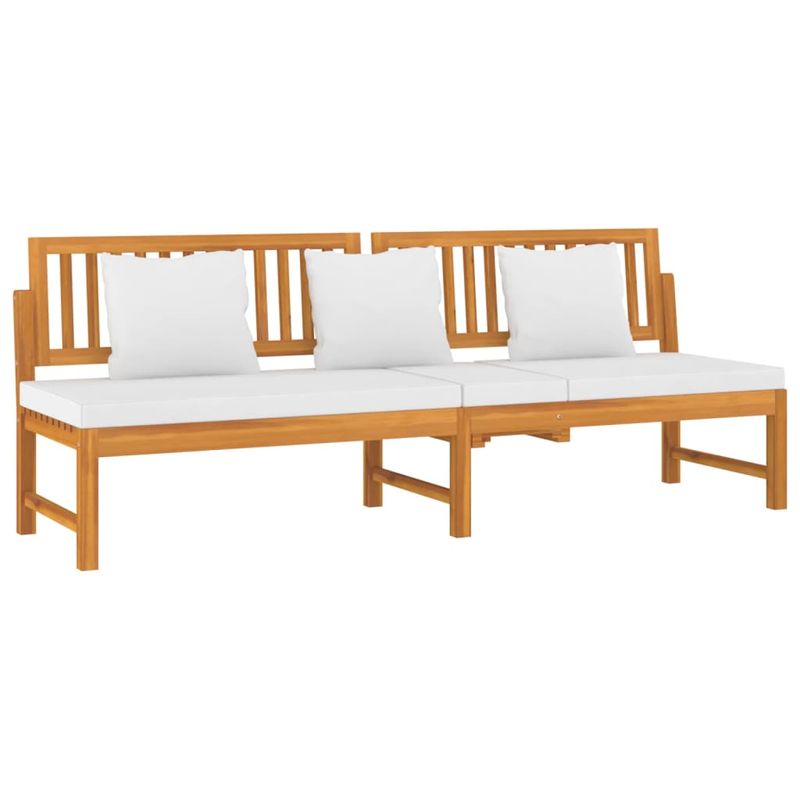 Casa si Gradina - Gradina si terasa - Mobilier exterior - Canapele si fotolii gradina - Pat de zi cu perne crem, 200x60x75 cm, lemn masiv de acacia - Infinity.ro