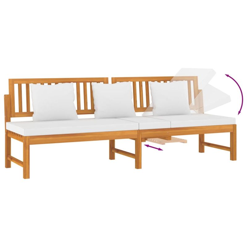 Casa si Gradina - Gradina si terasa - Mobilier exterior - Canapele si fotolii gradina - Pat de zi cu perne crem, 200x60x75 cm, lemn masiv de acacia - Infinity.ro