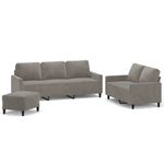 Casa si Gradina - Mobilier - Seturi de mobilier - Seturi living - Set de canapele cu perne, 3 piese, gri deschis, catifea - Infinity.ro